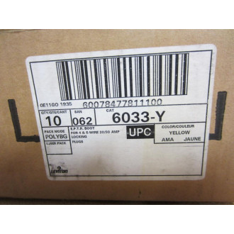 Leviton 6033-Y 6033Y Yellow Boot For Straight Plug (Pack of 10)