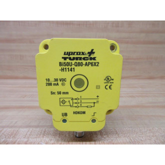 Turck BI50U-Q80-AP6X2-H1141 Proximity Sensor BI50UQ80AP6X2H1141 Yellow - Used