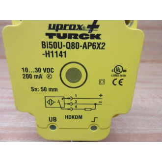 Turck BI50U-Q80-AP6X2-H1141 Proximity Sensor BI50UQ80AP6X2H1141 Yellow - Used