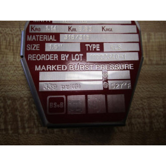 BS&B Safety Systems RLS Rupture Disk 1.5 Inch 10002430-1 186251