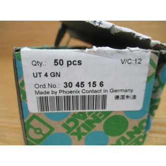 Phoenix Contact UT 4 GN Feed-Through Terminal Block 3045156 (Pack of 50)