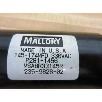 Mallory P281-1456 P2811456 MSA8R33145R Capacitor 145-174MFD 330VAC