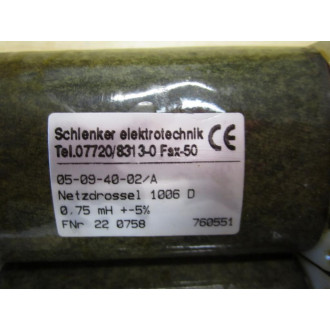 Schlenker Elektrotechnik 05-09-40-02A Transformer - Used