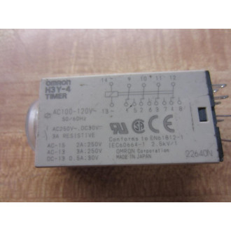 Omron H3Y-4 Timer H3Y4 0-60 Seconds H3Y-4-AC100-120V-60S - Used