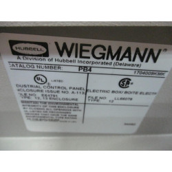 Hubbell Wiegmann PB4 Enclosure - New No Box