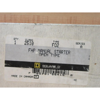 Square D 2510-F02 FHP Manual Starter 2510-FO2