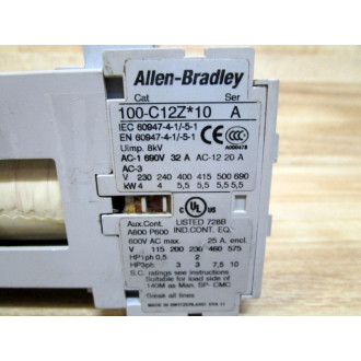 Allen Bradley 100-C12Z*10 Contactor 100C12Z10 Series A - Used