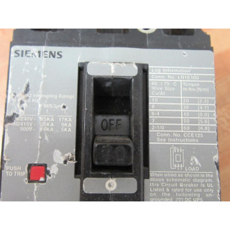 Siemens ED63B070 70A Circuit Breaker ED63B070L - Used
