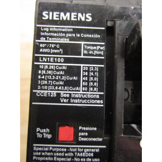 Siemens ED63B090 Circuit Breaker ED63B090L - Used
