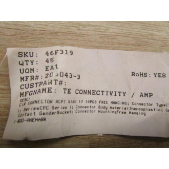 AMP 206043-3 Circular Connector Receptacle - New No Box