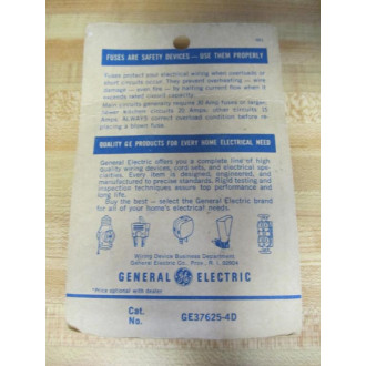 General Electric GE37625-4D Plug Fuse GE37625 (Pack of 4)