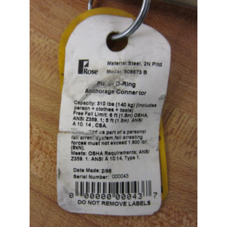 Rose 506673 B Anchorage Connector 506673B - New No Box