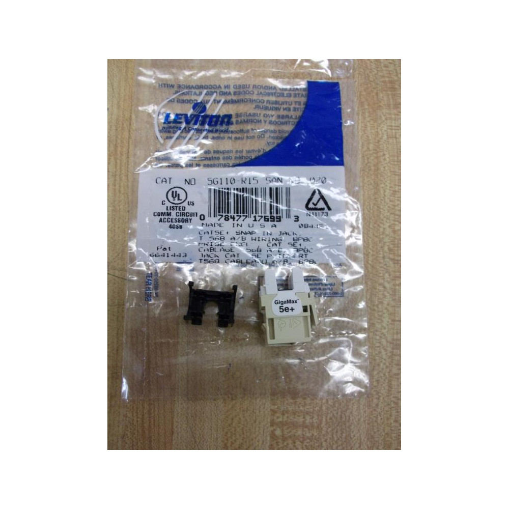 Leviton 5G110-RI5 Snap-in Jack GigaMax 5E+ (Pack of 3)