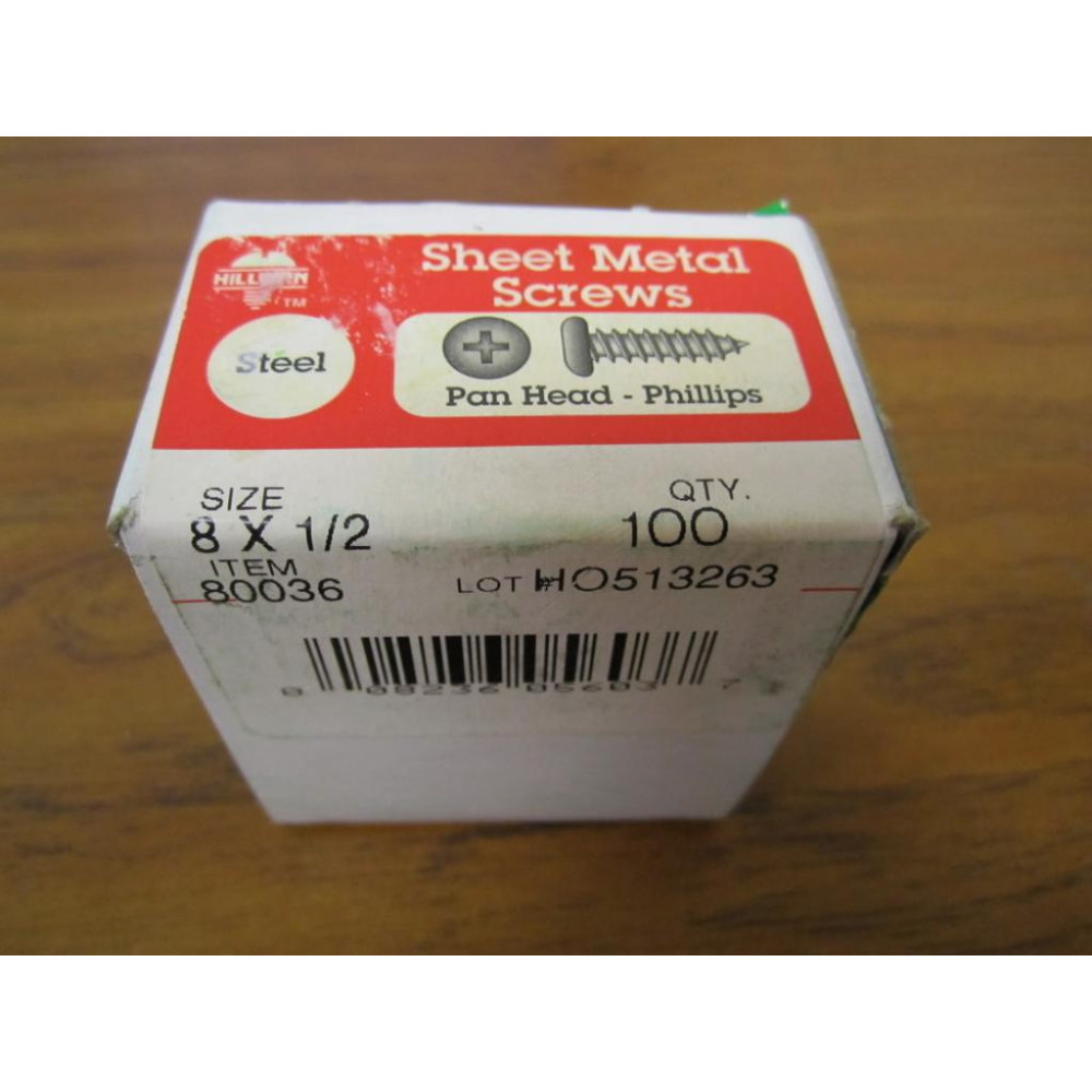 Hillman 80036 Sheet Metal Screws 8 x 12 Qty. 100 (Pack of 4)