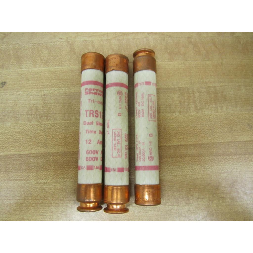 Gould Shawmut Ferraz TRS-12-R Fuse Cross Ref 4YZL2 (Pack of 3) - New No Box