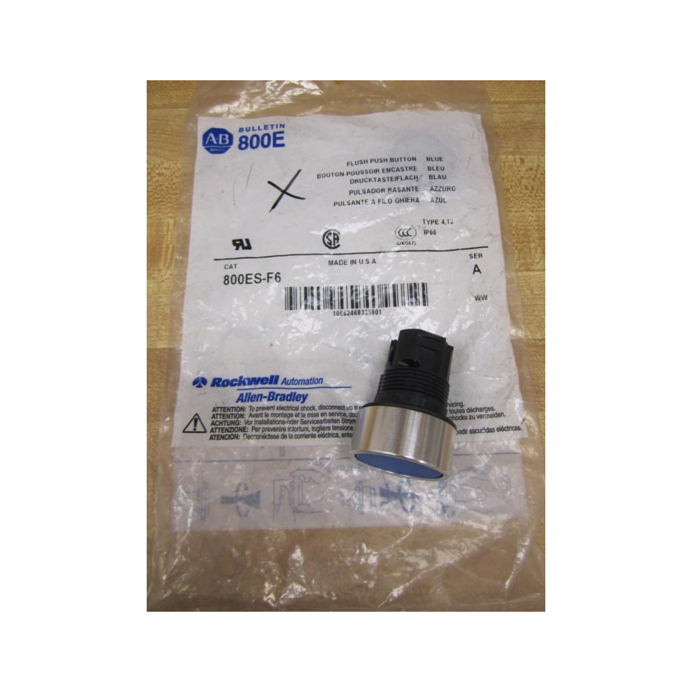 Allen Bradley 800ES-F6 Blue Flush Pushbutton 800ESF6