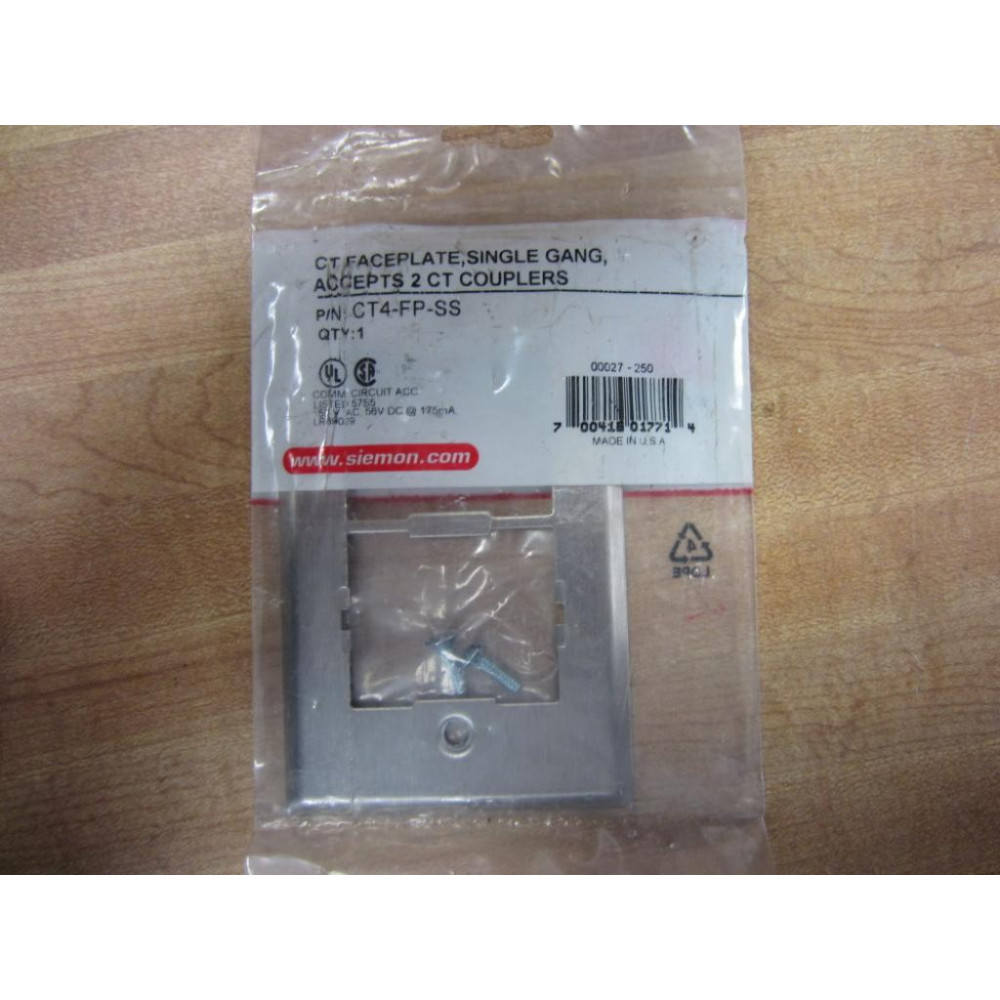Seimon CT4-FP-SS CT4FPSS CT Faceplate Single Gang 2 CT Couplers (Pack of 4)