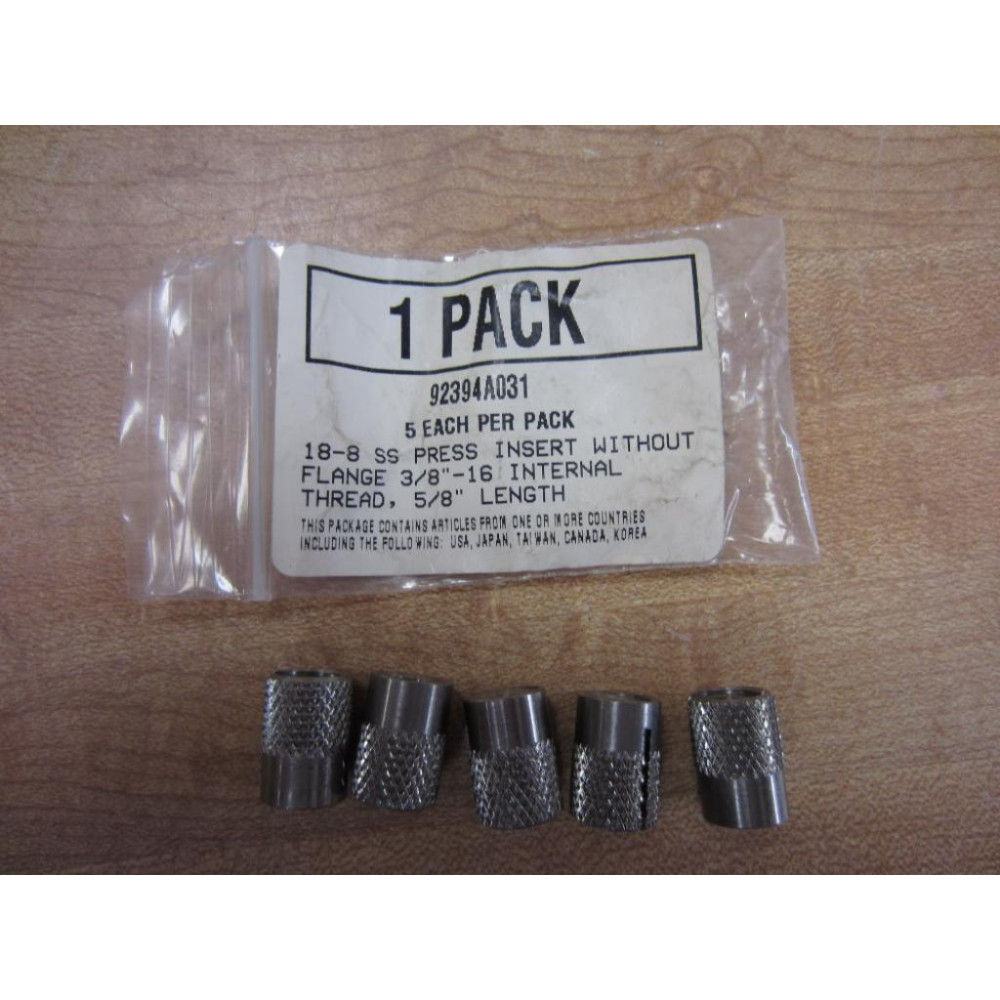92394A031 18-8 SS Press Insert Without Flange (Pack of 10)