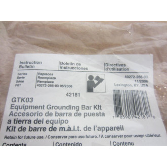 Square D GTK03 Equipment Grounding Bar Kit Series F01 (Pack of 2)