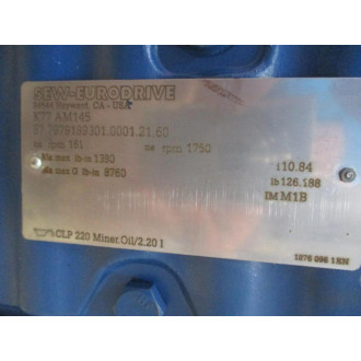 SEW Eurodrive K77AM145 Left Angle Gear Reducer - New No Box
