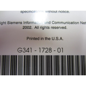 Siemens G341-1728-01 Phone Mail Systems User Guide - New No Box