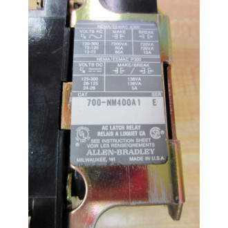 Allen Bradley 700-NM400A1 Relay 700NM400A1 Series E - Used