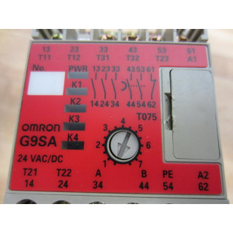 Omron G9SA-321-T075 Safety Relay G9SA321T075 Missing One Terminal Screw - Used