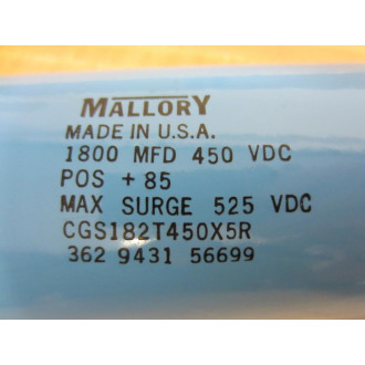 Mallory CGS182T450X5R Capacitor 362 9431 56699 - New No Box