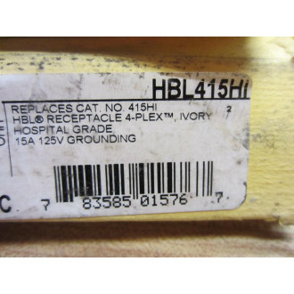 Hubbell HBL415HI 4-Plex Receptacle Hospital Grade 15A 125V Grounding Ivory
