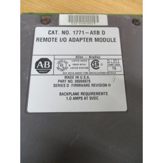 Allen Bradley 1771-ASB Module Ser.D, FW Rev. H, 96096879 - Used