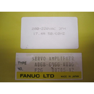 Fanuc A06B-6066-H006 AC Servo Amplifier A06B6066H006 Missing Cover 00705-A2 - Used