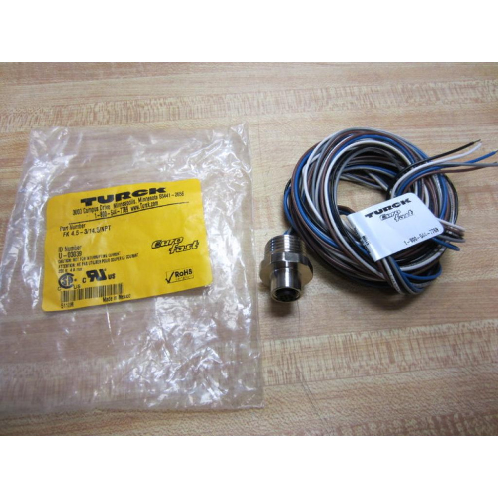 Turck FK 4.5-314.5NPT Eurofast Cordset U-03039 FK453145NPT