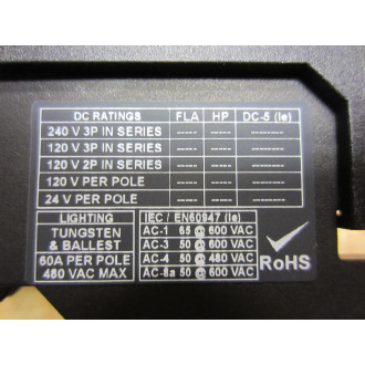 Cutler Hammer C25DNJ350B Contactor Definite Purpose 50A 3Pole Series D1