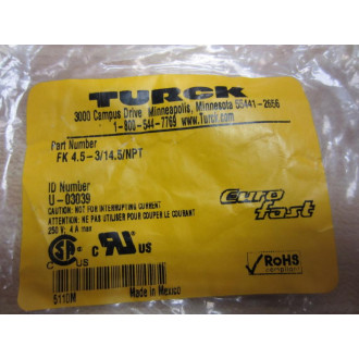 Turck FK 4.5-314.5NPT Eurofast Cordset U-03039 FK453145NPT