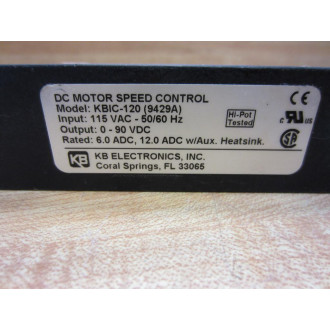 KB Electronics KBIC-120 DC Motor Speed Control 9429A Board - Used