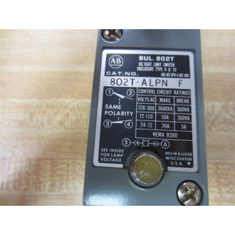 Allen Bradley 802T-ALPN Limit Switch 802TALPN Series F