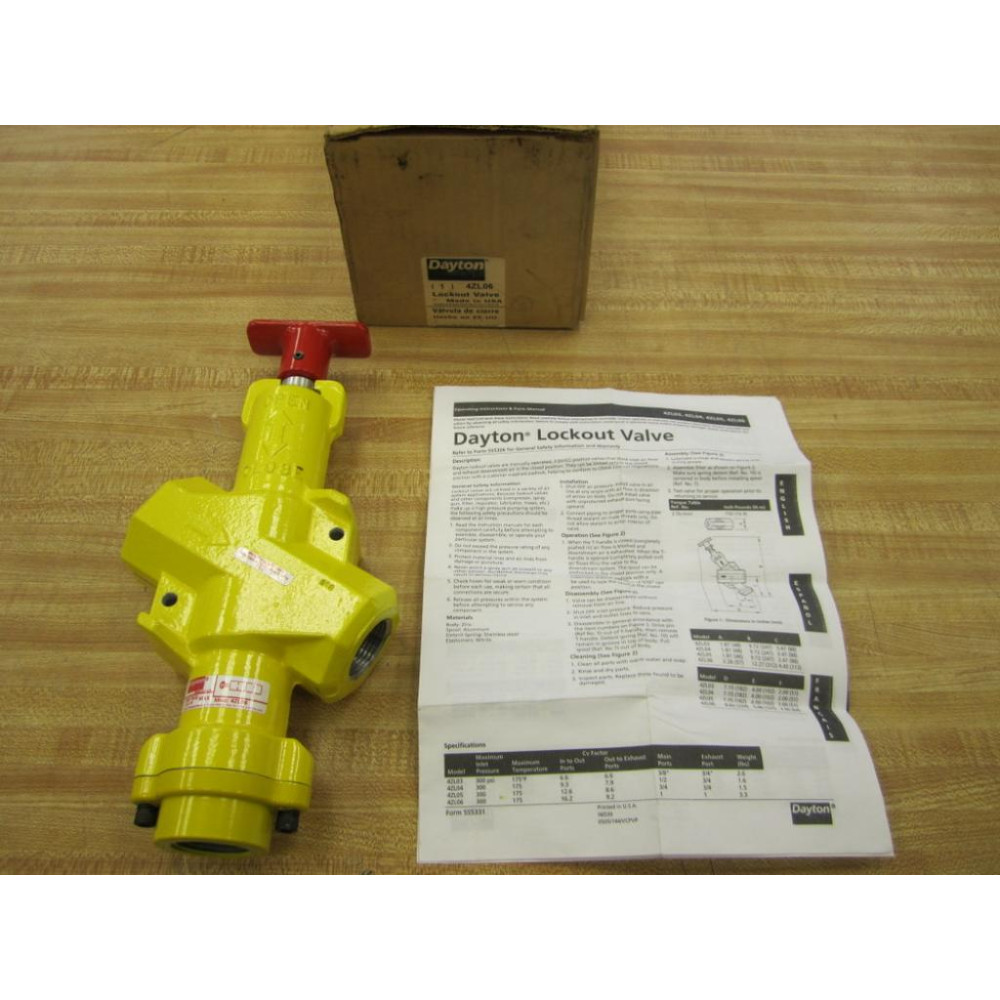 Dayton Electric 4ZL06 Speedaire Lockout Valve Yellow