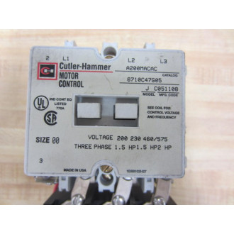 Cutler Hammer A200MACAC Eaton Motor Control 6710C47G05 - Used