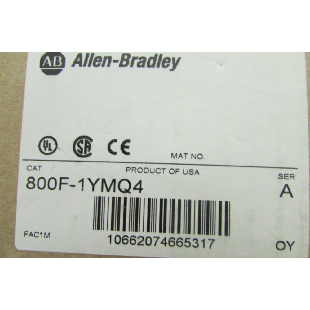 Allen Bradley 800F-1YMQ4 PushButton 800F1YMQ4