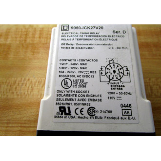 Square D 9050-JCK27V20 Time Delay Relay 9050JCK27V20