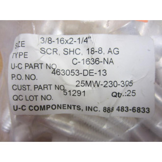 UC Components C-1636-NA Screws 38-16X2-14" (Pack of 25)
