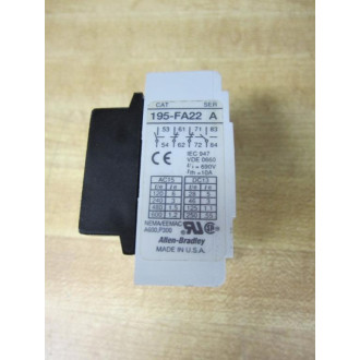 Allen Bradley 195-FA22 Auxiliary Contact 195FA22 Series A - New No Box