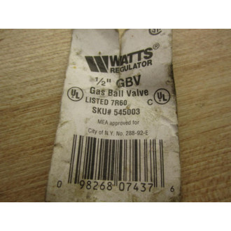 Watts Fluid Air BRS-5G Gas Ball Valve GBV 12" - New No Box