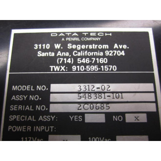 Data Tech 3312-02 Meter 548381-101 - Parts Only