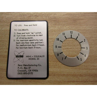 Rens 25 Mini-Squealer Decal 0001265020 MDL 2 - New No Box