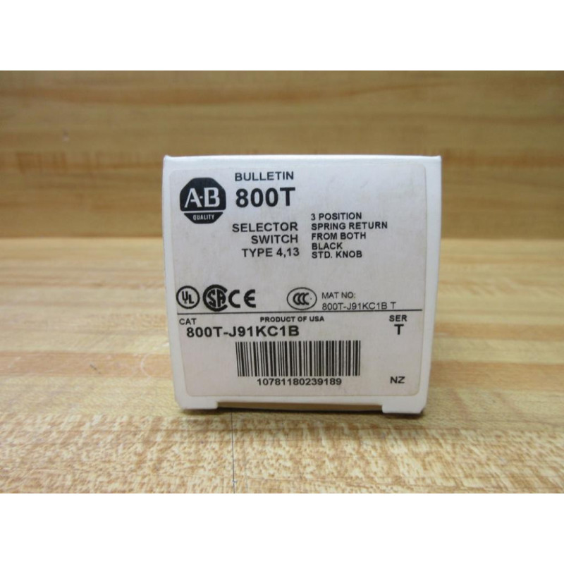 Allen Bradley 800T-J91KC1B Selector Switch EMPTY BOX ONLY! Allen Bradley 800T-J91KC1B Selector Switch EMPTY BOX ONLY!