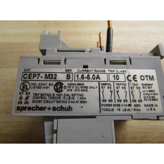Sprecher + Schuh CEP7-M32 Contactor CEP7M32 1.6-5.0A - Used