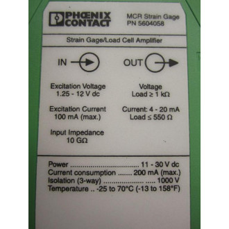 Phoenix Contact 5604058 Strain GageLoad Cell Amplifier - New No Box