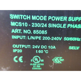 Murr Elektronik 85085 Switch Mode Power Supply MCS10-23024 - Used