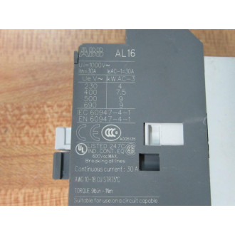 ABB AL16-40-00 Contactor AL16-40-00-81 WO DIN Clip - Used
